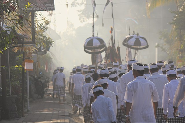 People doing Galungan ceremonies in Bali