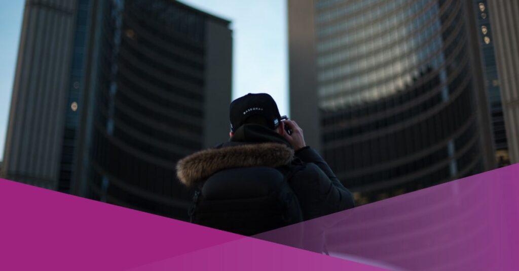 A man capturing buildings for his street photography