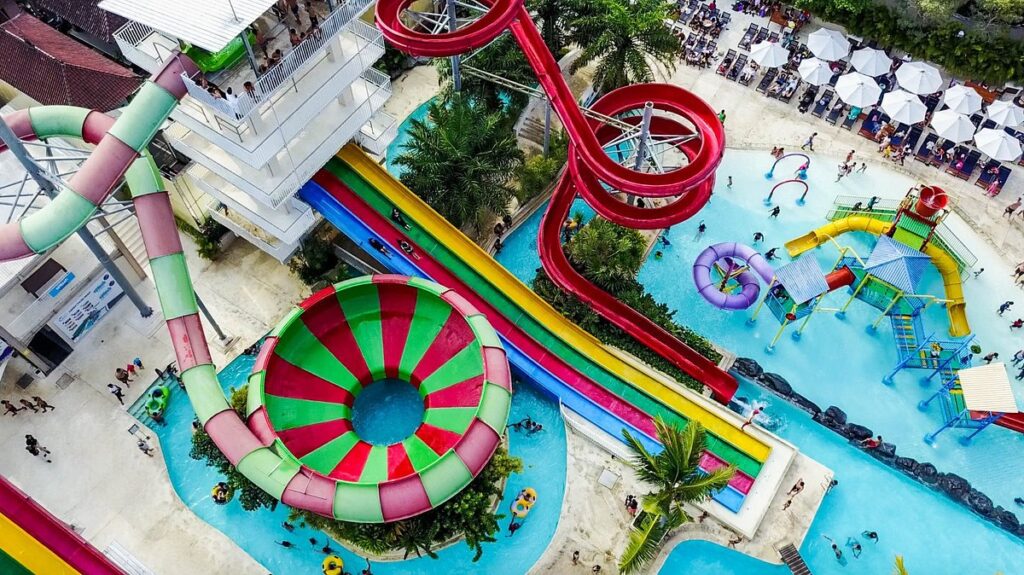 Slides of Splash Water Park Bali.