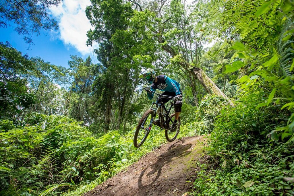 A man riding his bicycle at Bali Bike Park