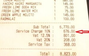 Overcharge service tax bill