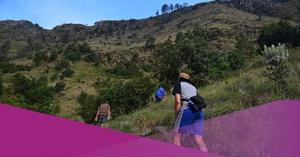 People are doing hiking at Mount Rinjani, one of the most well-known mountains in Eastern Indonesia