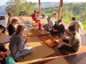 Astungkara Way pilgirm is connecting themselves with the local culture and foods