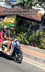 Backwards Helmet Hilarity: Foreign Couple's Motorbike Mishap in Bali Goes Viral