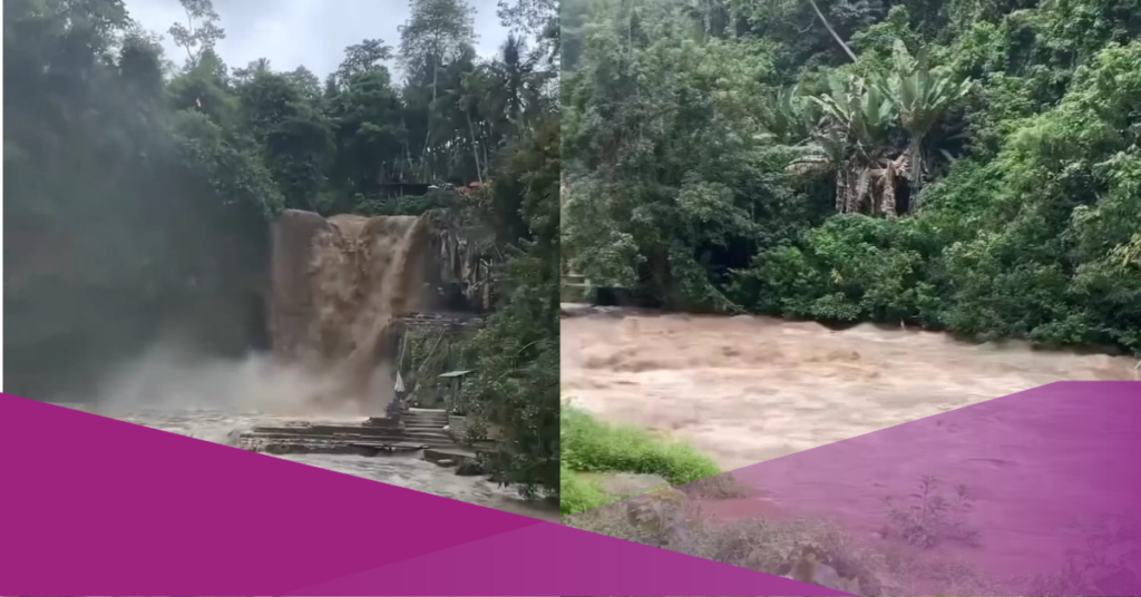 Bali flooding waterfall